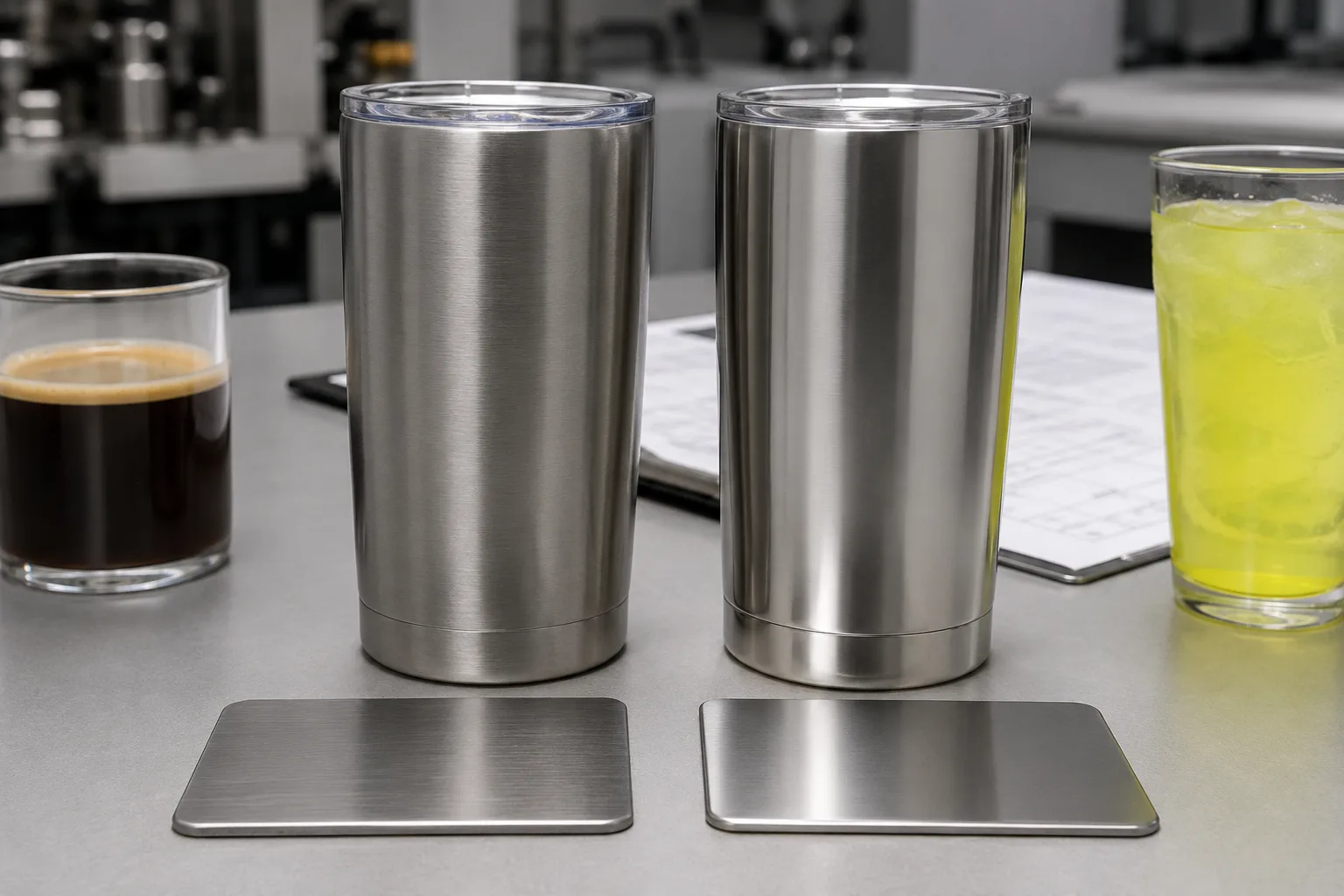 Close-up of 316 vs 304 stainless steel texture