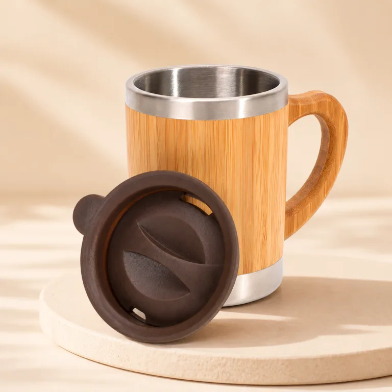 300ml Stainless Steel Bamboo Cup with Lid