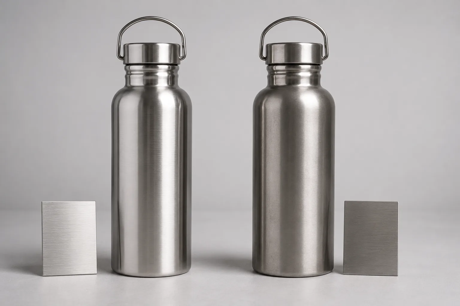 201 vs 304 stainless steel water bottles side by side