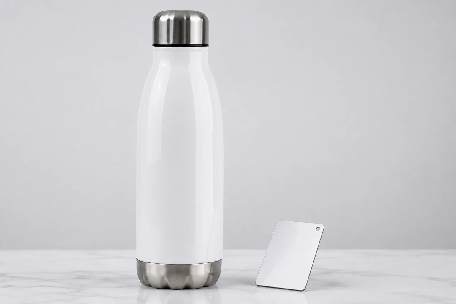 Close-up shot showing the smooth, coated surface of a sublimation-ready bottle