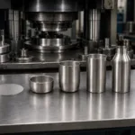 Stainless steel water bottle body forming process from flat metal blank to finished deep-drawn bottle shell