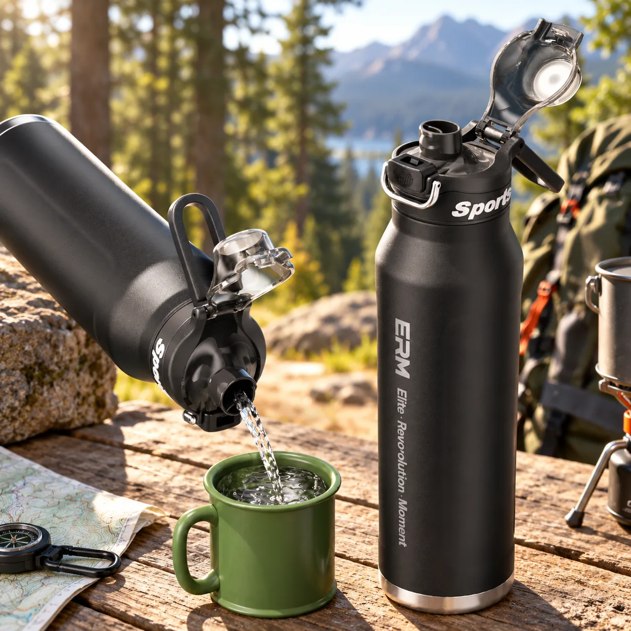 1.5L sports stainless steel water bottle