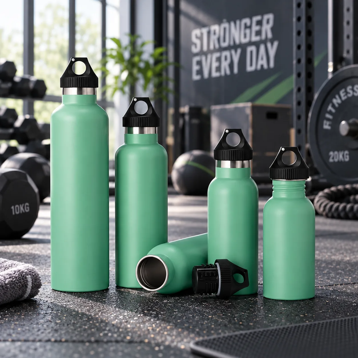 1L matte powder coated stainless steel water bottle