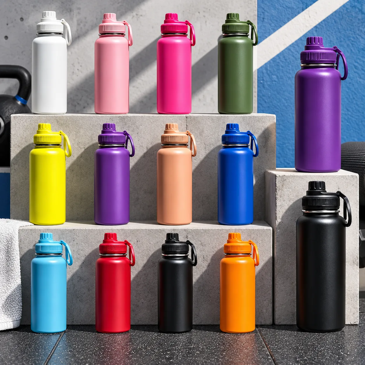 1L sports stainless steel water bottle