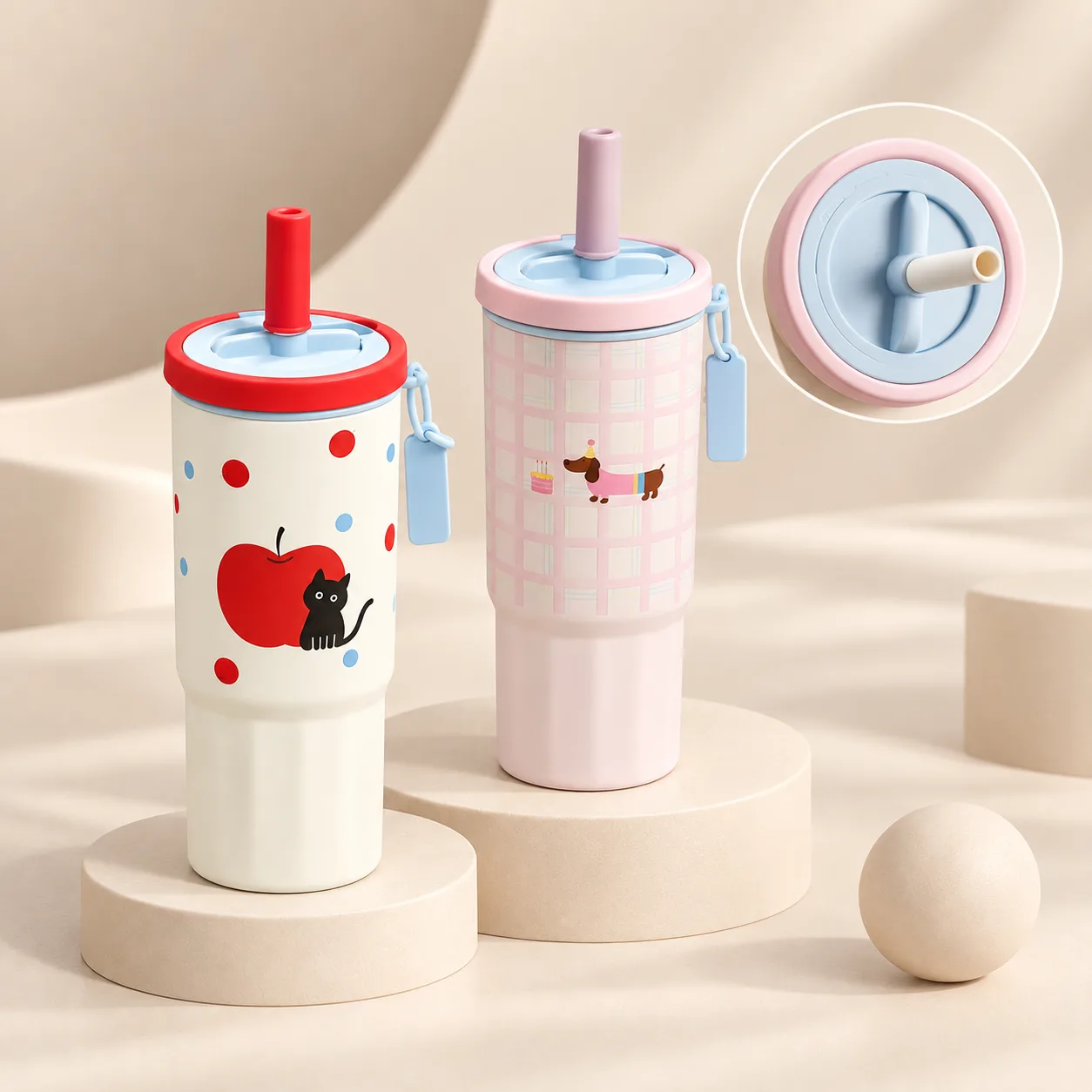 500ml stainless steel water bottle with straw