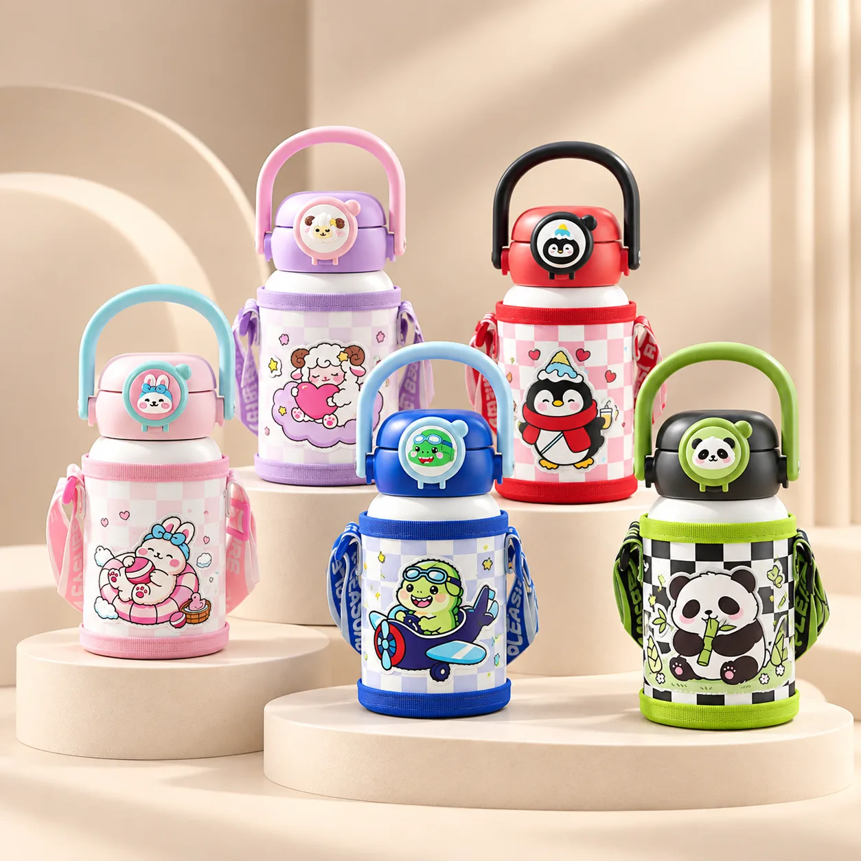 500ml flip top stainless steel kids bottle with sleeve