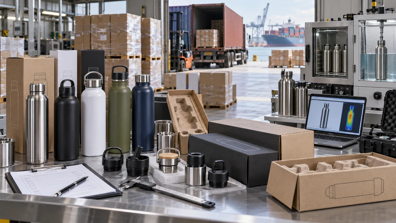Custom Packaging for Stainless Steel Drinkware Custom branded packaging for a stainless steel water bottle, a key hidden cost factor