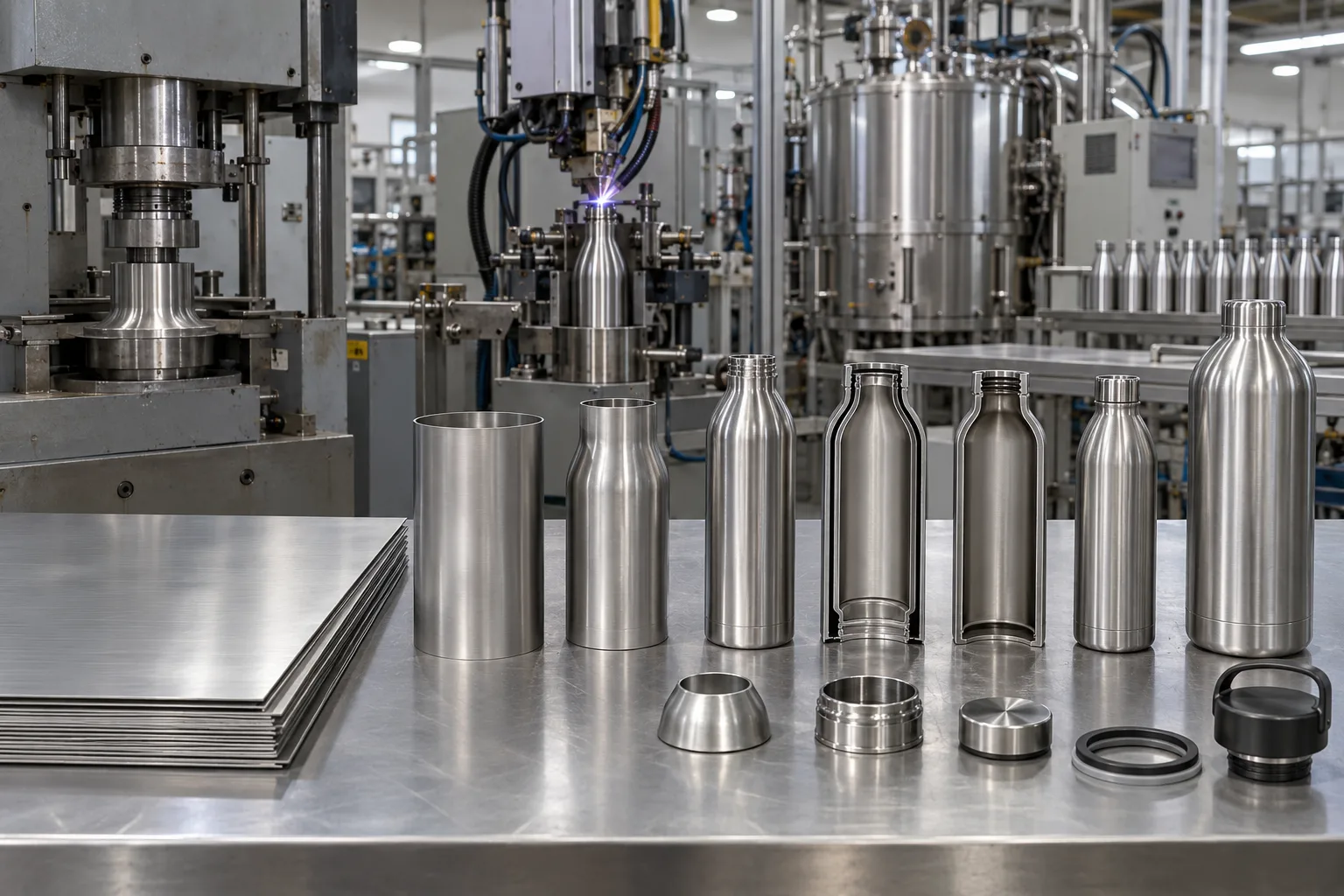 304 Stainless Steel for Water Bottle Production Stacks of 304 stainless steel tubes ready for water bottle manufacturing
